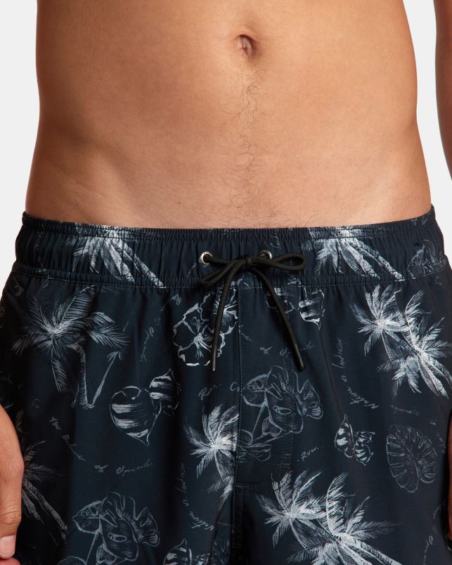 Bottoms V84B24 black RVCA Unisex VA Pigment Elastic Waist Boardshorts 17