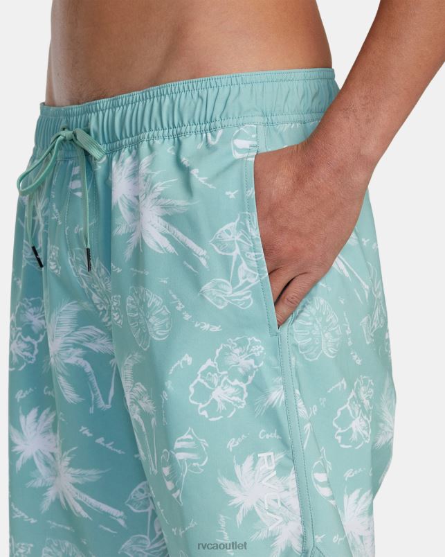 Bottoms V84B298 light spinach RVCA Unisex Eastern Elastic Waist Boardshorts 17
