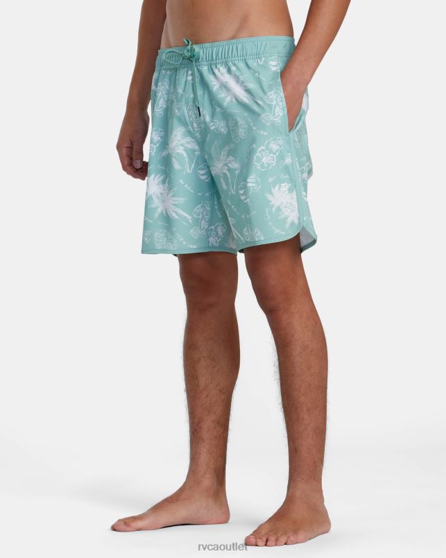 Bottoms V84B298 light spinach RVCA Unisex Eastern Elastic Waist Boardshorts 17