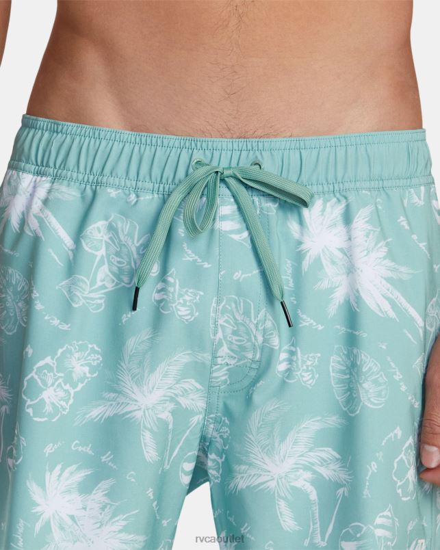 Bottoms V84B298 light spinach RVCA Unisex Eastern Elastic Waist Boardshorts 17
