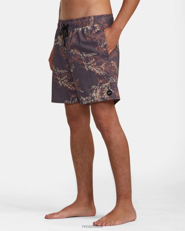 Bottoms V84B357 dark purple RVCA Unisex Barnes Elastic Waist Boardshorts 17