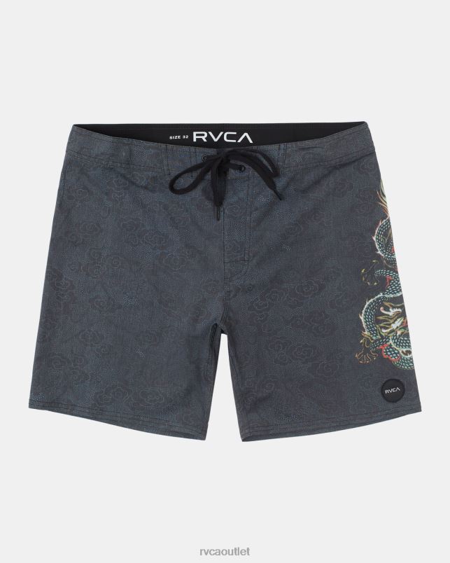 Bottoms V84B76 black RVCA Unisex Neon Dragon Elastic Boardshorts 18