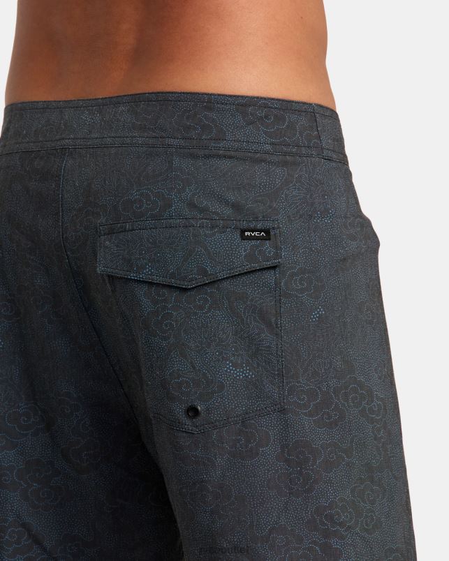 Bottoms V84B76 black RVCA Unisex Neon Dragon Elastic Boardshorts 18