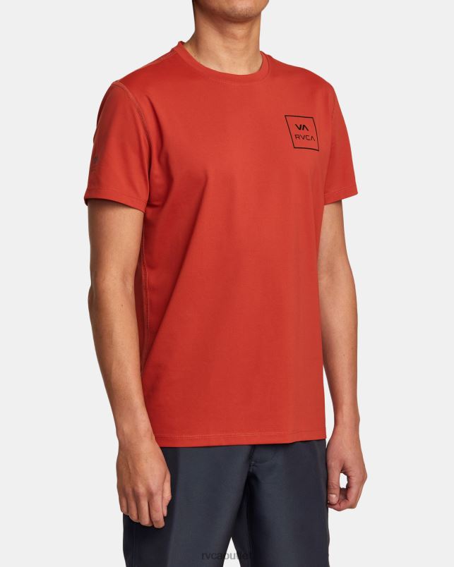 Clothing V84B350 cinnabar RVCA Unisex Short Sleeve Rashguard