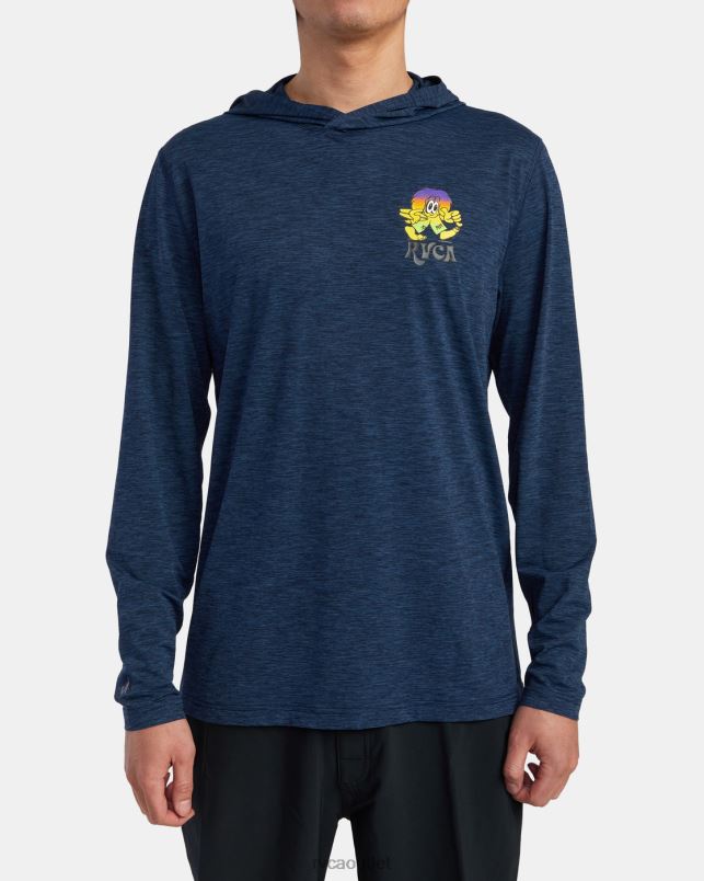 Clothing V84B590 navy heather RVCA Unisex Surf Print Rashguard Hoodie
