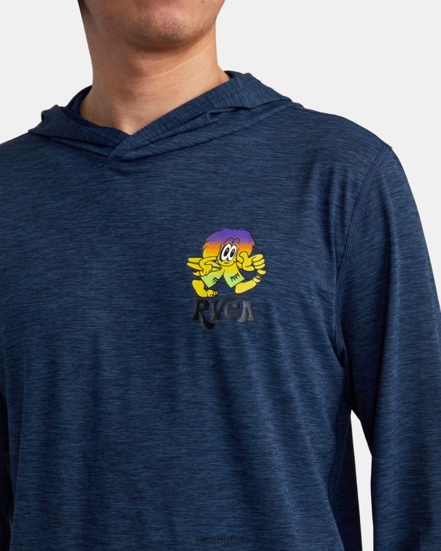 Clothing V84B590 navy heather RVCA Unisex Surf Print Rashguard Hoodie