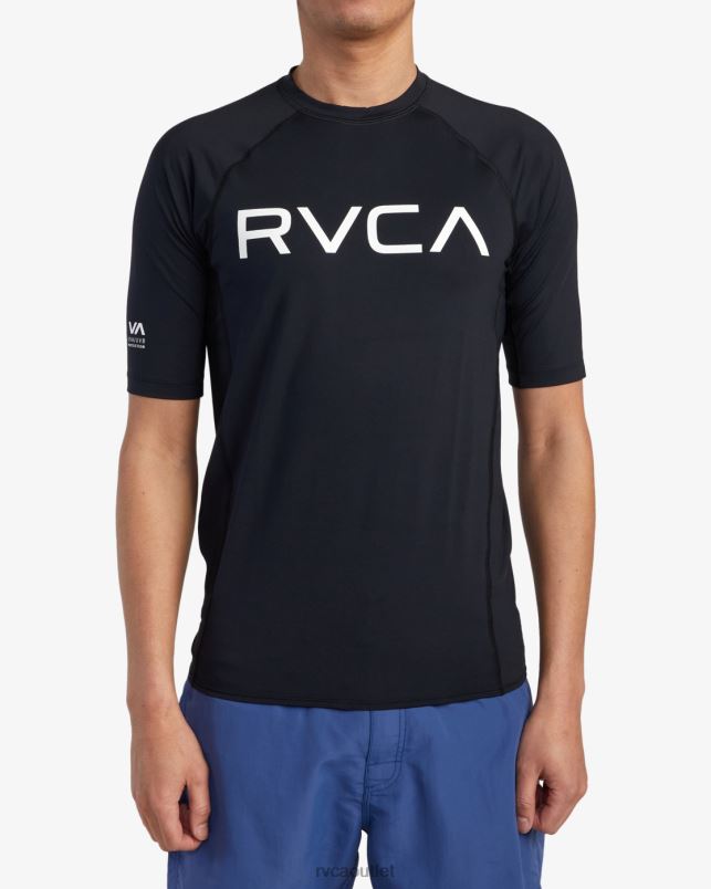 Clothing V84B603 black RVCA Unisex Short Sleeve Rashguard