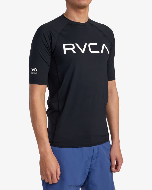 Clothing V84B603 black RVCA Unisex Short Sleeve Rashguard