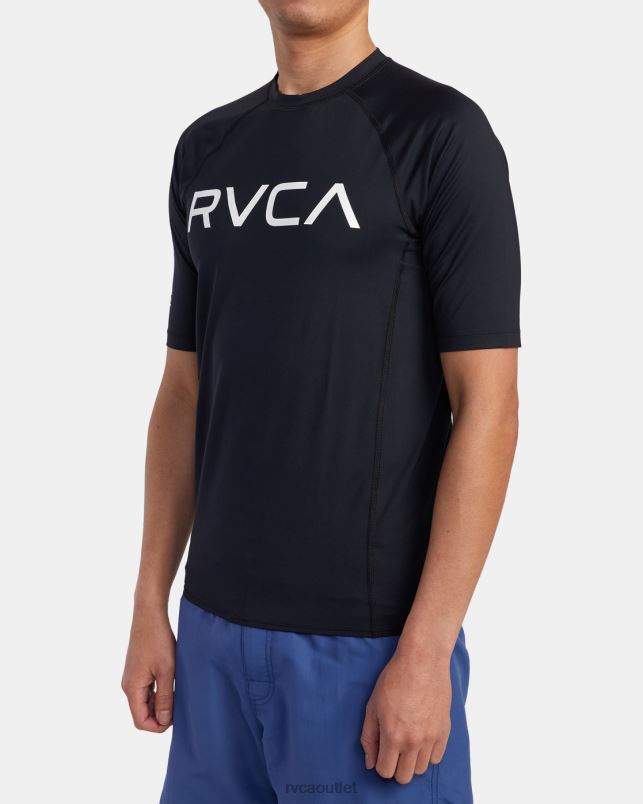 Clothing V84B603 black RVCA Unisex Short Sleeve Rashguard