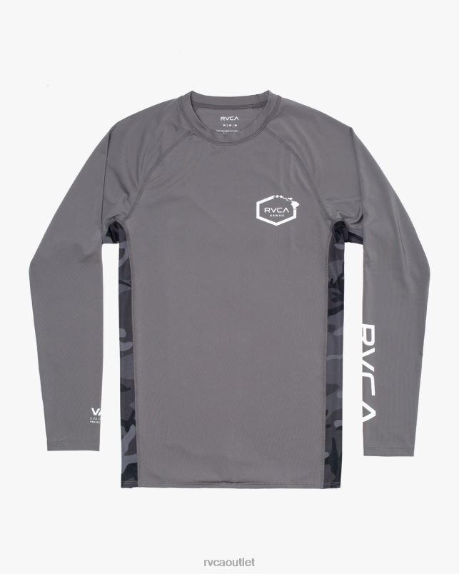 Clothing V84B609 charcoal RVCA Unisex Island Hex Long Sleeve Rashguard