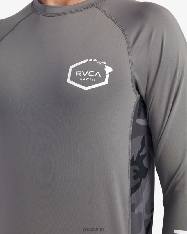 Clothing V84B609 charcoal RVCA Unisex Island Hex Long Sleeve Rashguard