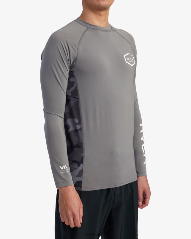 Clothing V84B609 charcoal RVCA Unisex Island Hex Long Sleeve Rashguard
