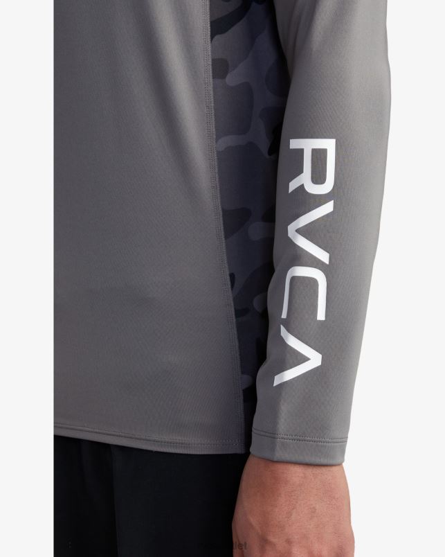Clothing V84B609 charcoal RVCA Unisex Island Hex Long Sleeve Rashguard