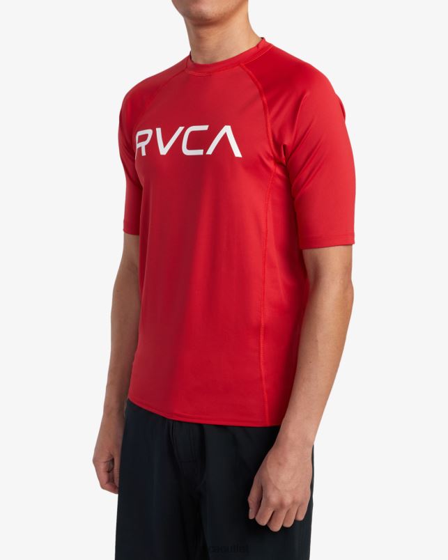 Clothing V84B618 red RVCA Unisex Short Sleeve Rashguard