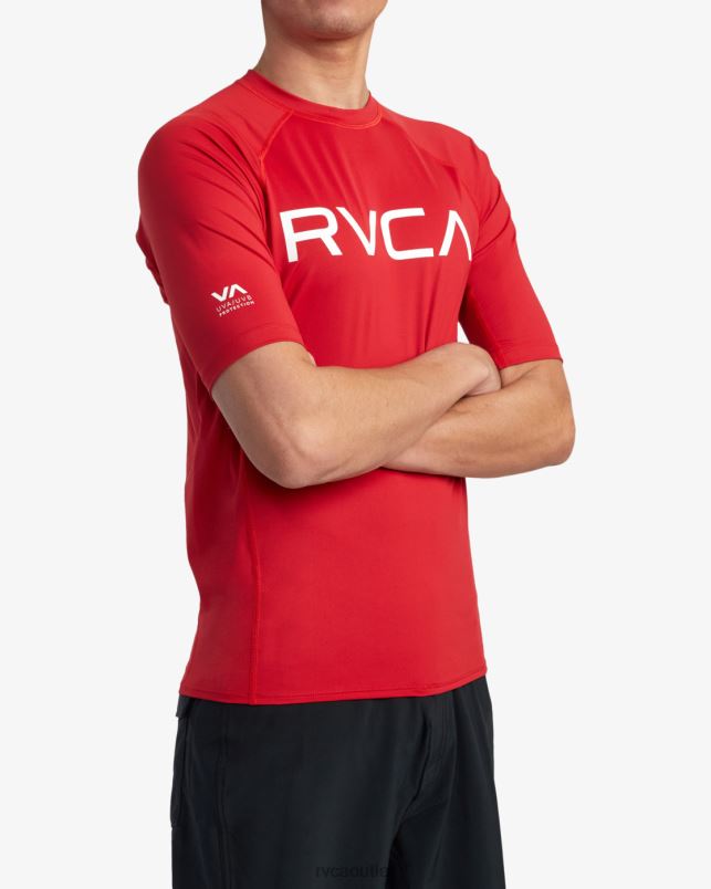 Clothing V84B618 red RVCA Unisex Short Sleeve Rashguard