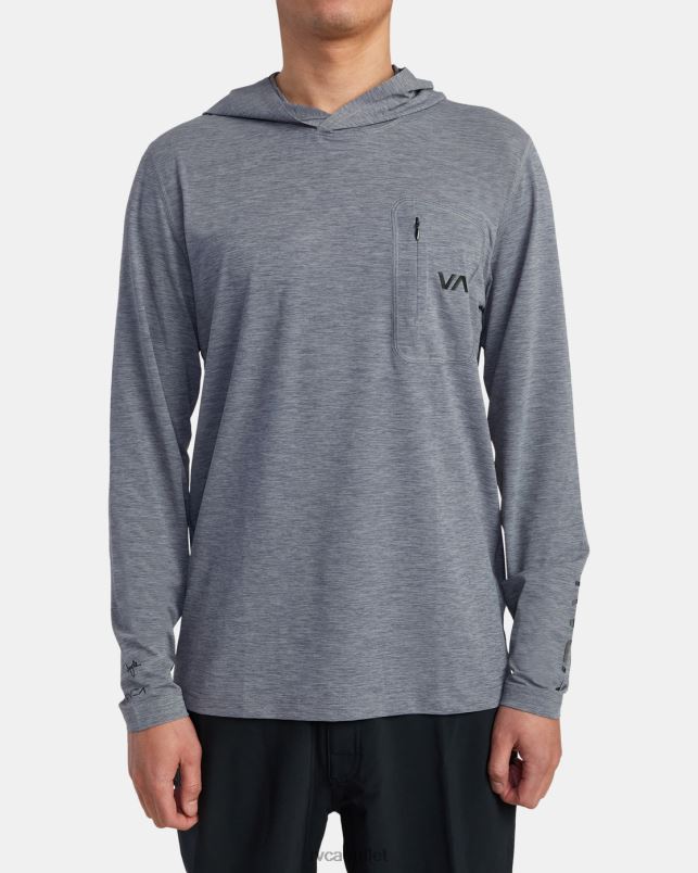 Clothing V84B619 heather grey RVCA Unisex Noyle Long Sleeve Rashguard Hoodie