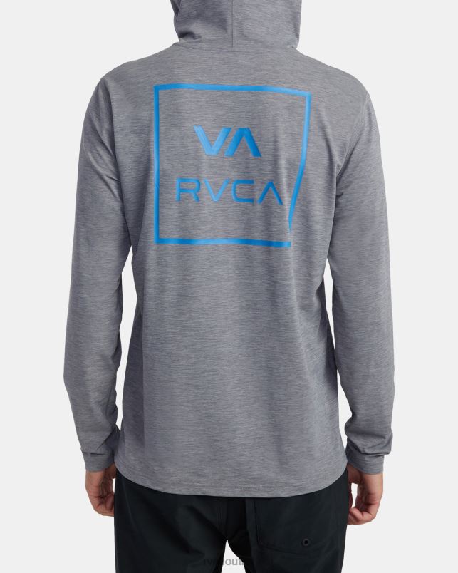 Clothing V84B628 heather grey RVCA Unisex Long Sleeve Rashguard Hoodie