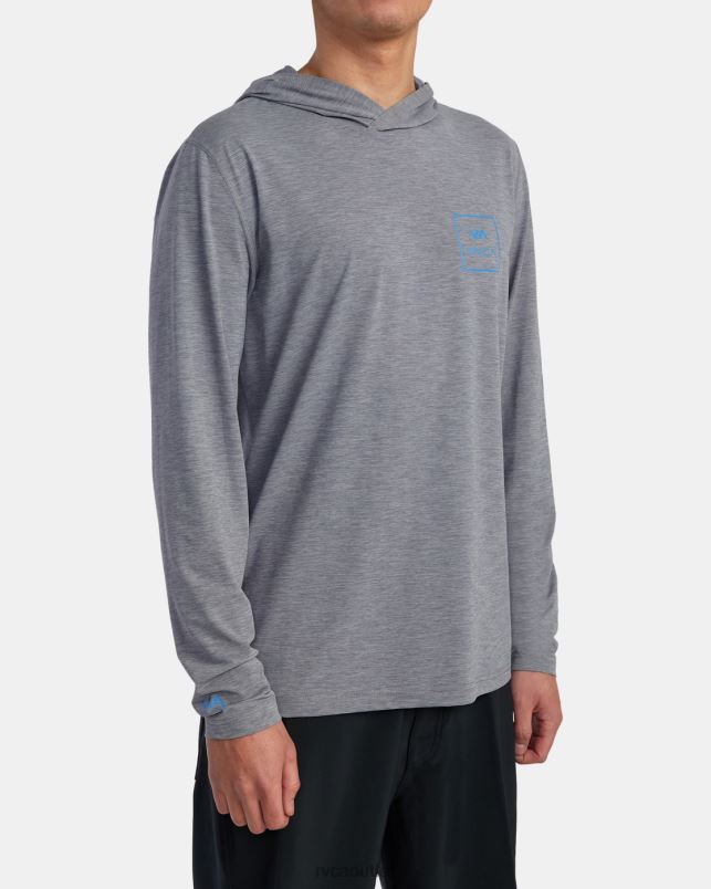 Clothing V84B628 heather grey RVCA Unisex Long Sleeve Rashguard Hoodie