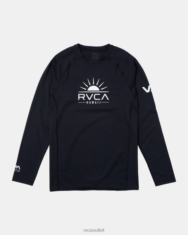 Clothing V84B847 black RVCA Unisex Sunny Hawaii Long Sleeve Rashguard