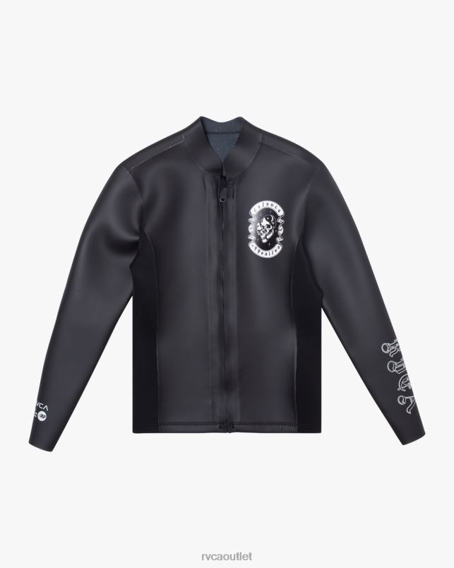 Clothing V84B629 black RVCA Unisex 2mm Benji ANP Front Zip Wetsuit Jacket