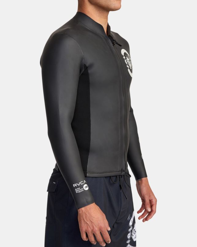 Clothing V84B629 black RVCA Unisex 2mm Benji ANP Front Zip Wetsuit Jacket