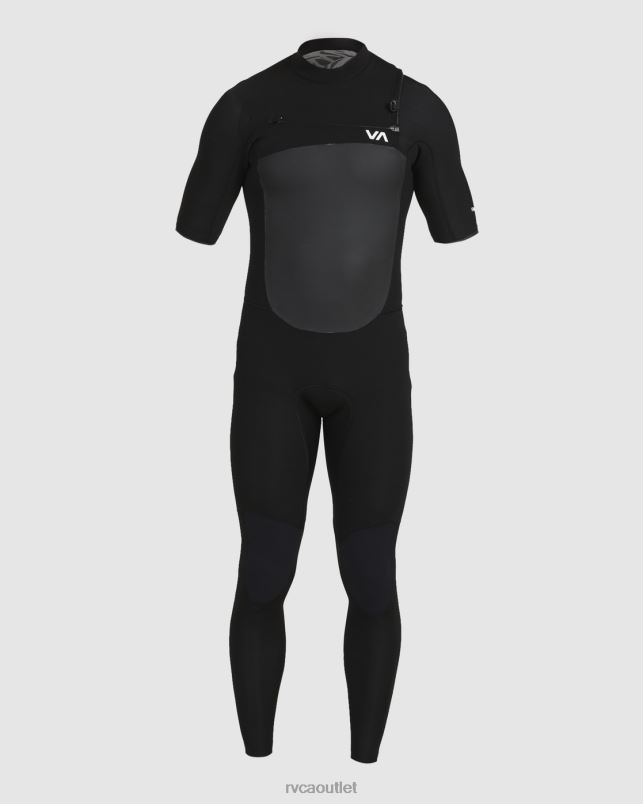 Clothing V84B635 black RVCA Unisex 2/2 Balance Chest Zip Short Sleeve Fullsuit