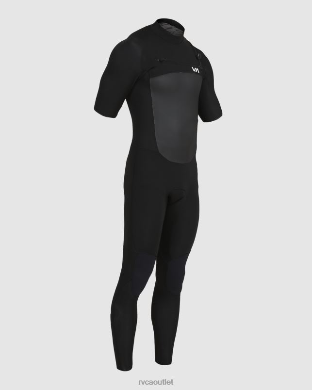 Clothing V84B635 black RVCA Unisex 2/2 Balance Chest Zip Short Sleeve Fullsuit