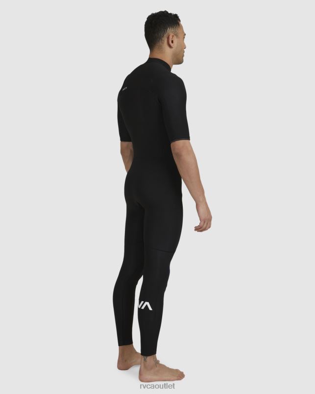 Clothing V84B635 black RVCA Unisex 2/2 Balance Chest Zip Short Sleeve Fullsuit