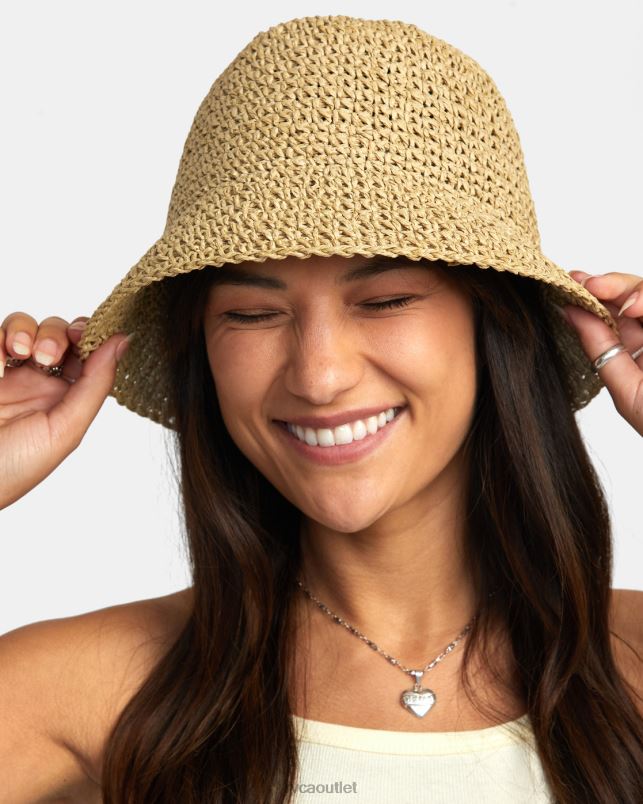 Accessories V84B1078 natural RVCA Women Laguna Straw Bucket Hat