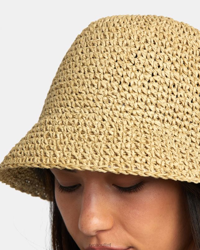Accessories V84B1078 natural RVCA Women Laguna Straw Bucket Hat