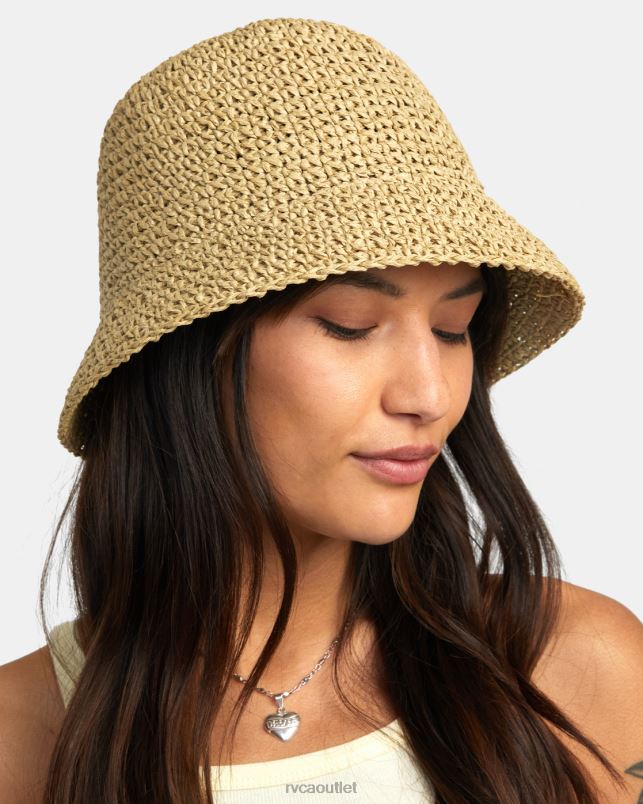 Accessories V84B1078 natural RVCA Women Laguna Straw Bucket Hat