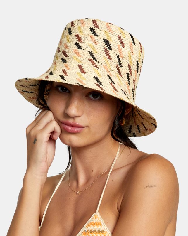 Accessories V84B1148 tan RVCA Women Greenpacha Rome Straw Hat