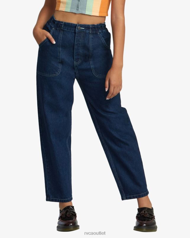 Clothing V84B1086 dark indigo RVCA Women Scrunchie Denim Pants