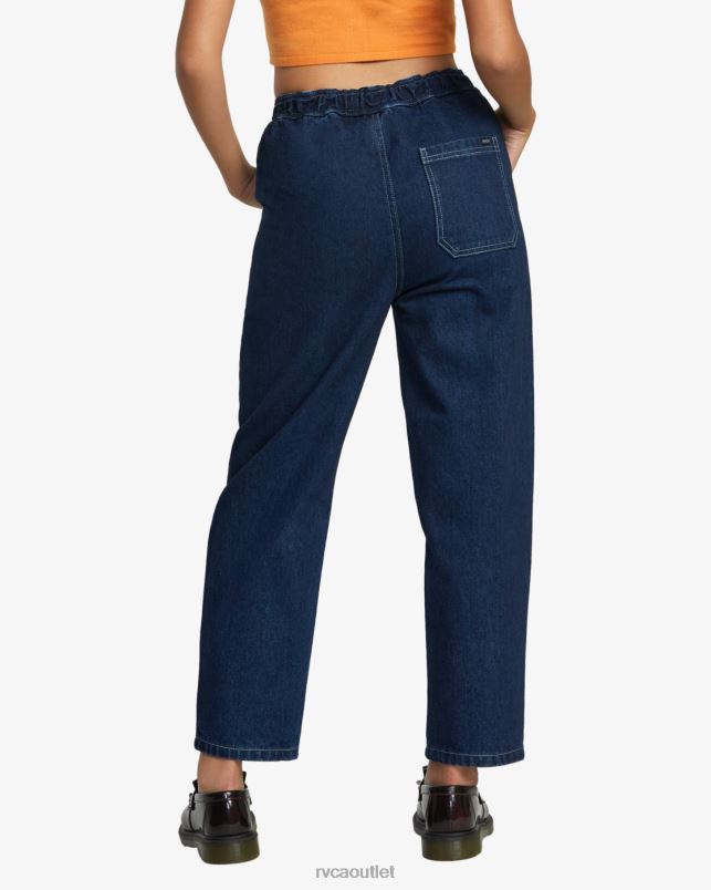 Clothing V84B1086 dark indigo RVCA Women Scrunchie Denim Pants