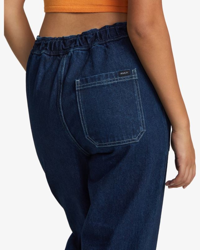 Clothing V84B1086 dark indigo RVCA Women Scrunchie Denim Pants