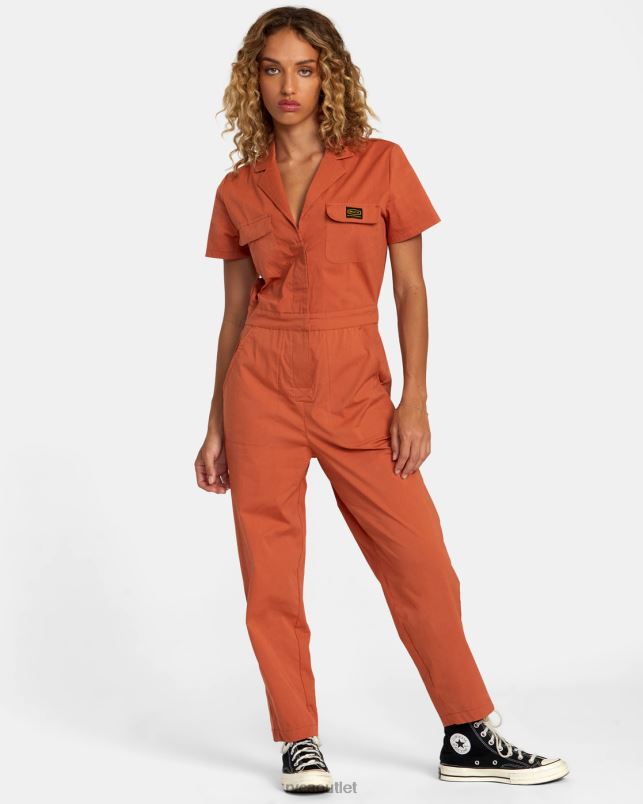Clothing V84B1018 sandlewood RVCA Women Recession Collection Jumpsuit