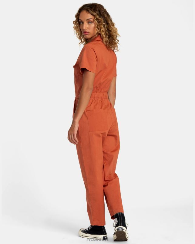 Clothing V84B1018 sandlewood RVCA Women Recession Collection Jumpsuit