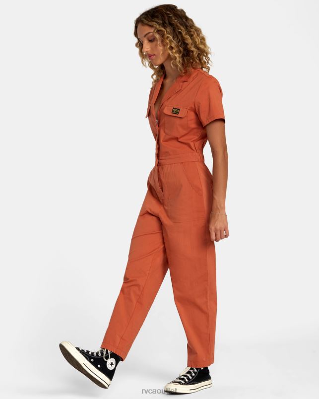 Clothing V84B1018 sandlewood RVCA Women Recession Collection Jumpsuit