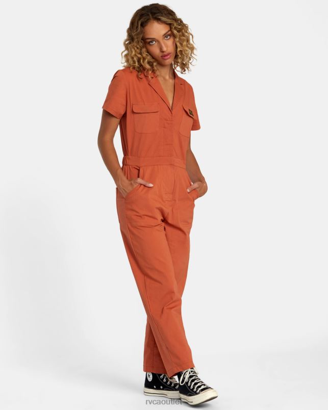 Clothing V84B1018 sandlewood RVCA Women Recession Collection Jumpsuit