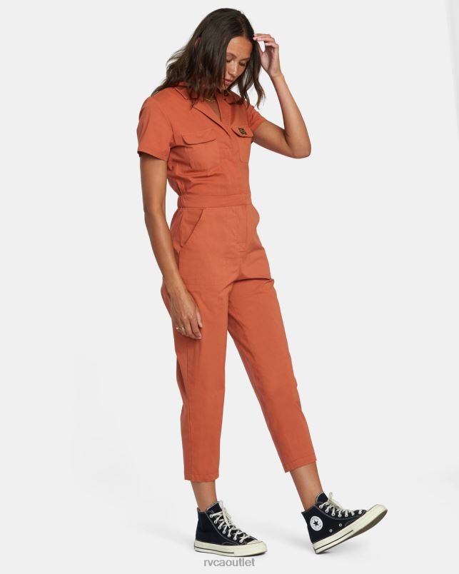 Clothing V84B1018 sandlewood RVCA Women Recession Collection Jumpsuit