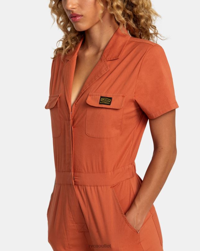 Clothing V84B1018 sandlewood RVCA Women Recession Collection Jumpsuit