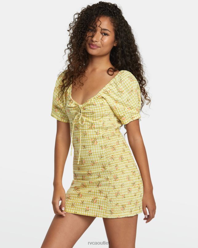 Clothing V84B1210 golden RVCA Women Gretel Linen Dress