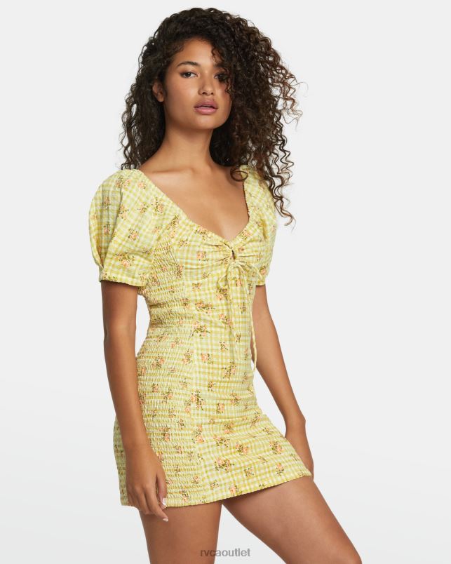 Clothing V84B1210 golden RVCA Women Gretel Linen Dress