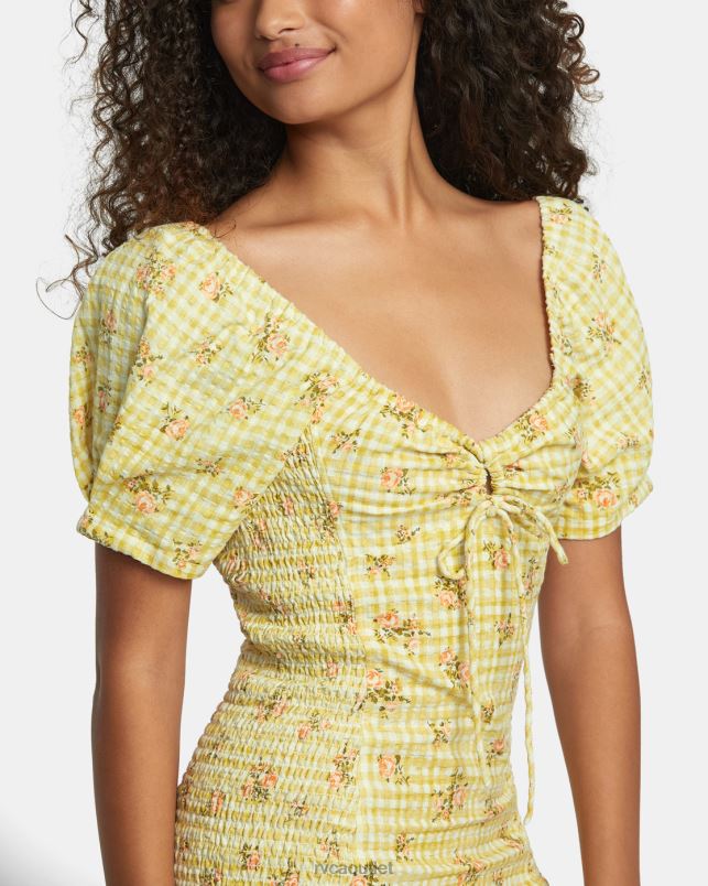 Clothing V84B1210 golden RVCA Women Gretel Linen Dress