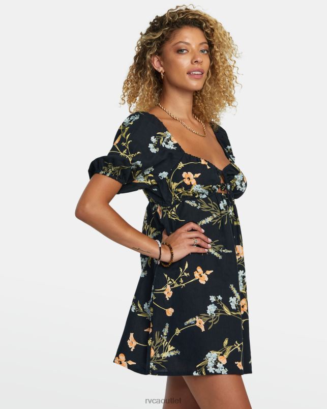 Clothing V84B1211 black RVCA Women Sweet Talk Mini Dress