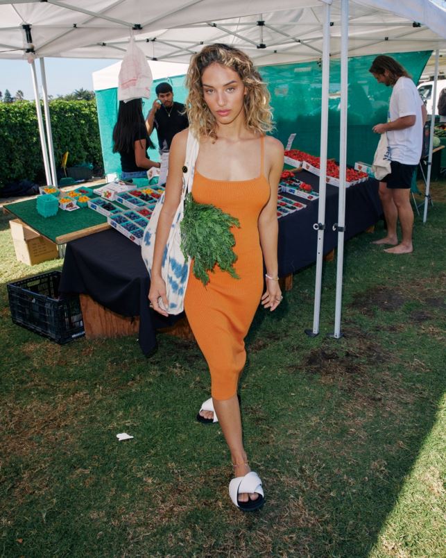 Clothing V84B1220 golden ochre RVCA Women Rose Machado Fades Away Bodycon Dress