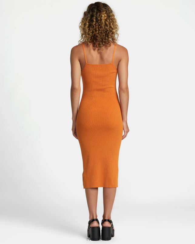 Clothing V84B1220 golden ochre RVCA Women Rose Machado Fades Away Bodycon Dress