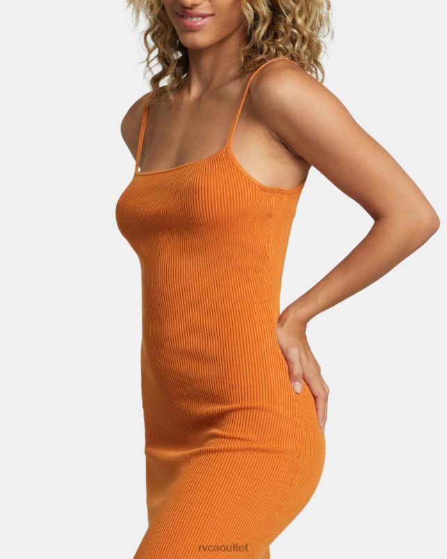 Clothing V84B1220 golden ochre RVCA Women Rose Machado Fades Away Bodycon Dress