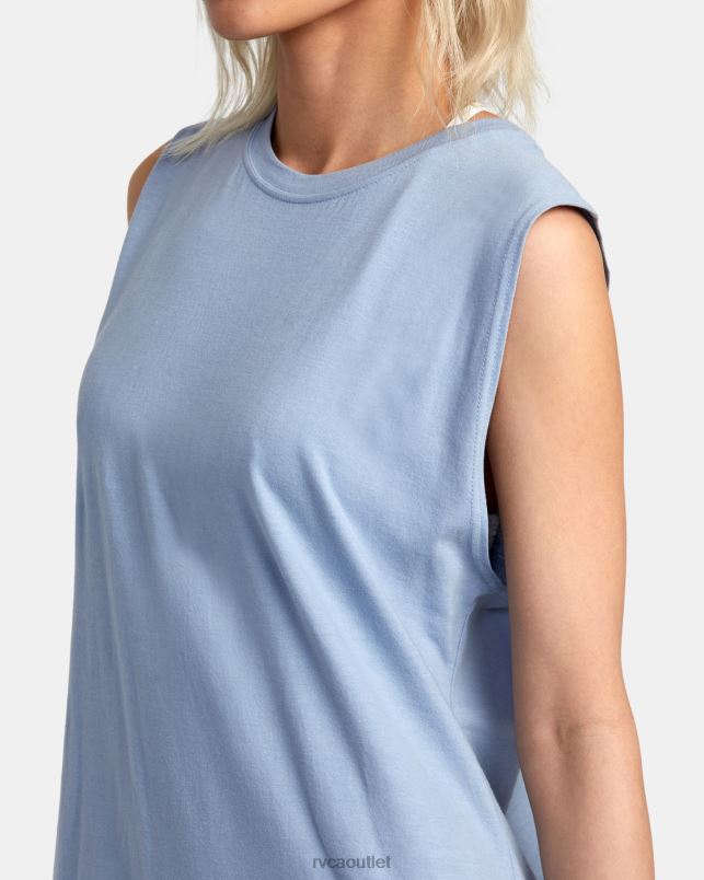 Clothing V84B1258 dusty blue RVCA Women Flexin Coverup Dress