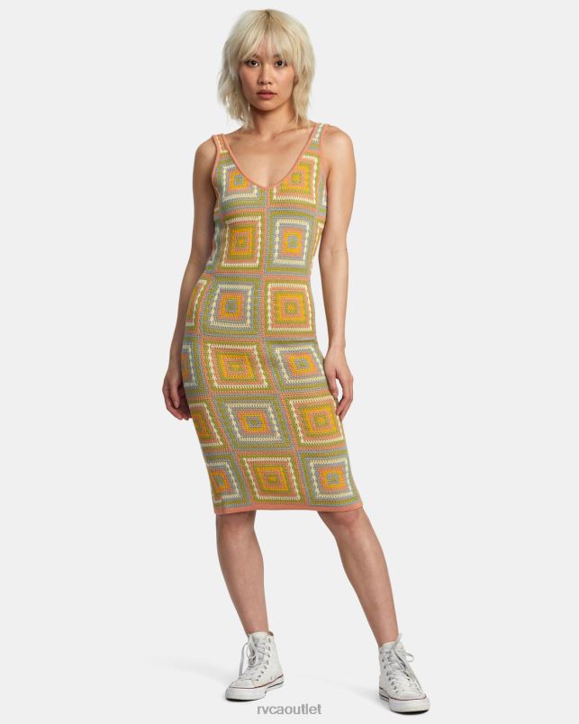 Clothing V84B1260 guava RVCA Women Squared Crochet Dress